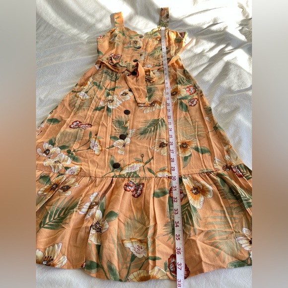 Monteau Los Angeles Tropical Floral Button-Front Midid Dress Sz M Cottagecore - Picture 13 of 16